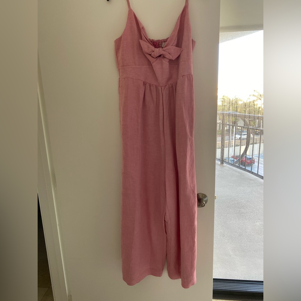 LOFT Pink Jumpsuit with Bow Detail